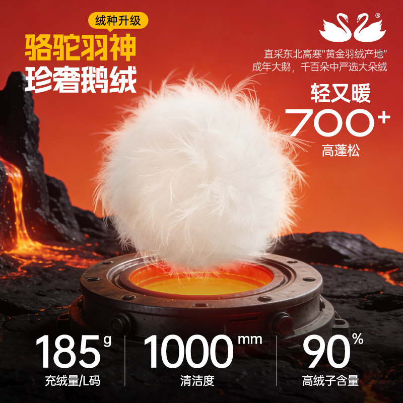 骆驼火山鹅绒羽绒服加厚保暖2025冬款连帽外套休闲情侣面包服