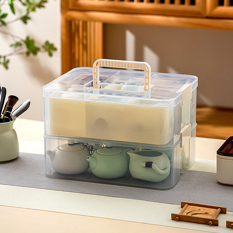 茶杯茶具收纳盒手提便携式防尘功夫茶具带盖收纳盒分隔户外工具盒,淘宝优惠券,粉丝福利购,淘宝优惠卷