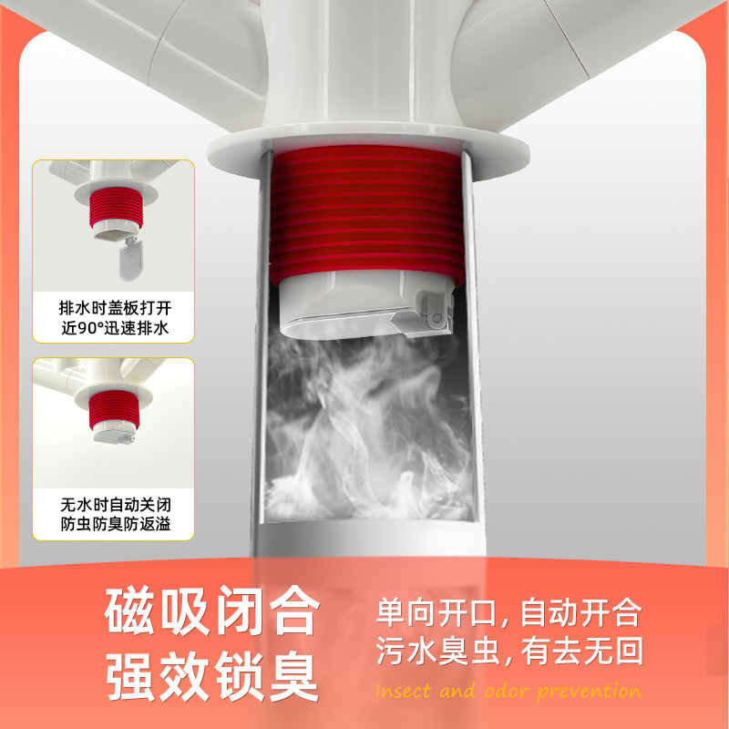 郎奇厨房下水防臭三通分流器洗菜盆集成排水密封塞厨卫洗衣机阳台,淘宝优惠券,粉丝福利购,淘宝优惠卷