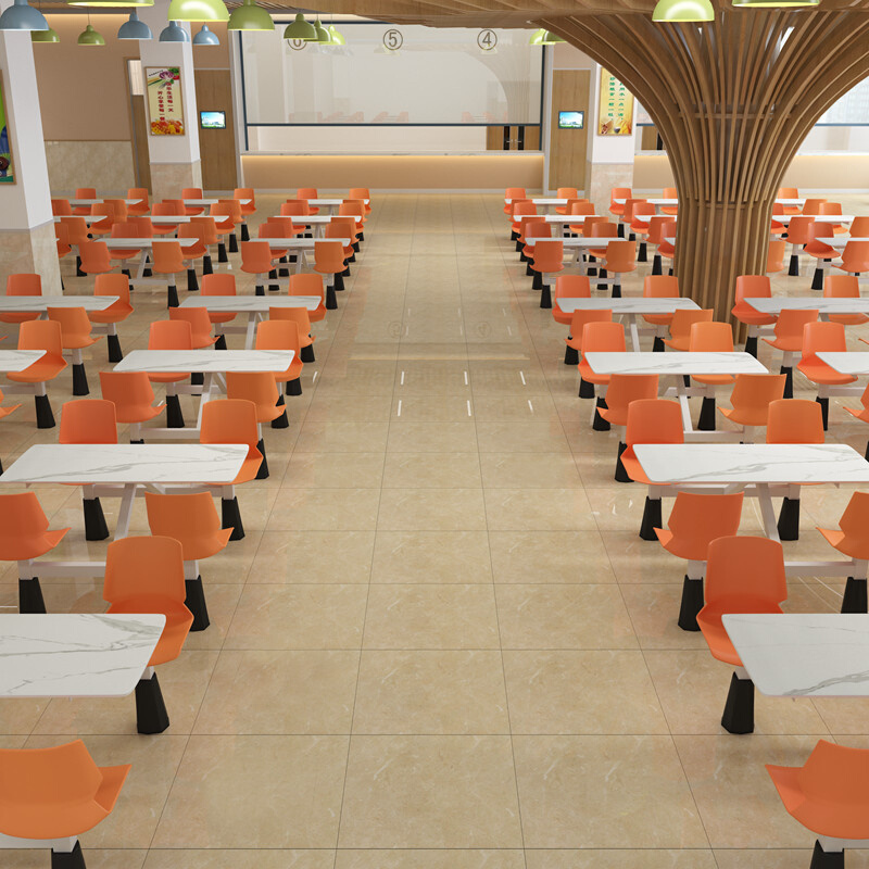 快餐桌椅连体组合学校食堂员工饭堂高速服务区餐厅四人位连体餐桌 - 图0