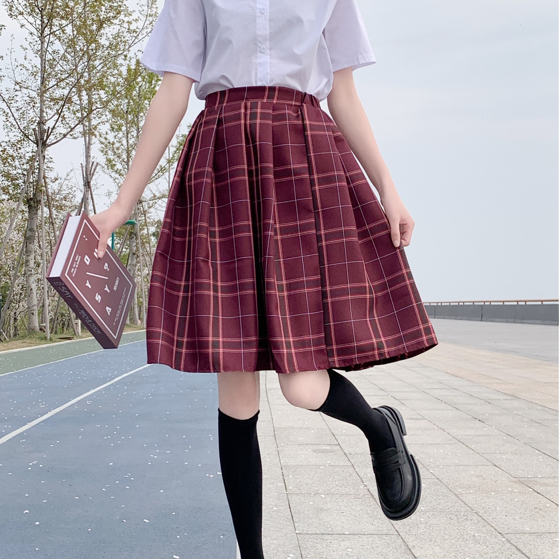 jk制服套装小岚中白色衬衫日系学院风夏季短袖衬衣学生班服格裙女-图0