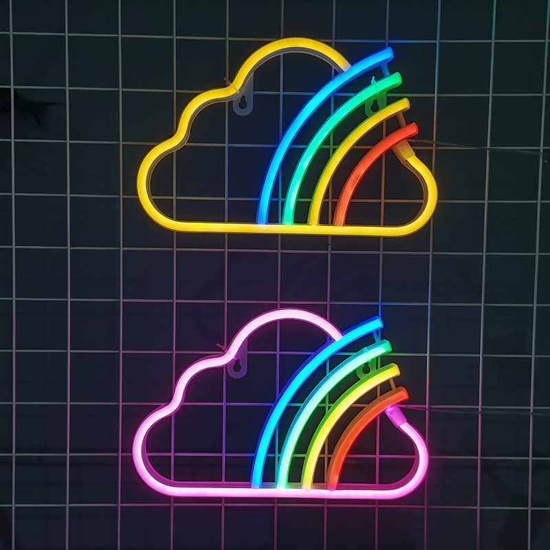 新款直销LED跨境彩虹云朵霓虹灯彩灯造型灯网红挂墙节日氛围装饰,淘宝优惠券,粉丝福利购,淘宝优惠卷