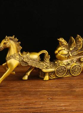 新款直销黄铜马摆件马拉元宝马拉百财工艺品家居装饰生肖马摆件