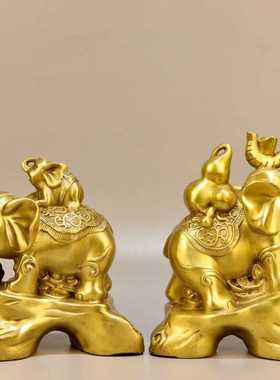 新款直销铜大象摆件一对家居客厅装饰品吉祥纳福吸水象办公室玄关