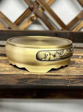 新款直销铜底座 黄铜山水底座纯铜全铜 可搭配百福缸 黄铜米缸 聚