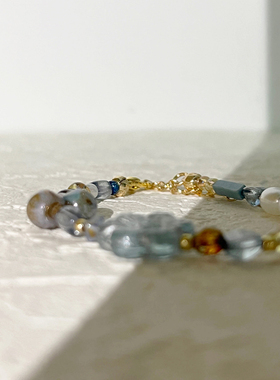 冷海｜原创捷克珠描银梅花珠精致复古设计串珠手链