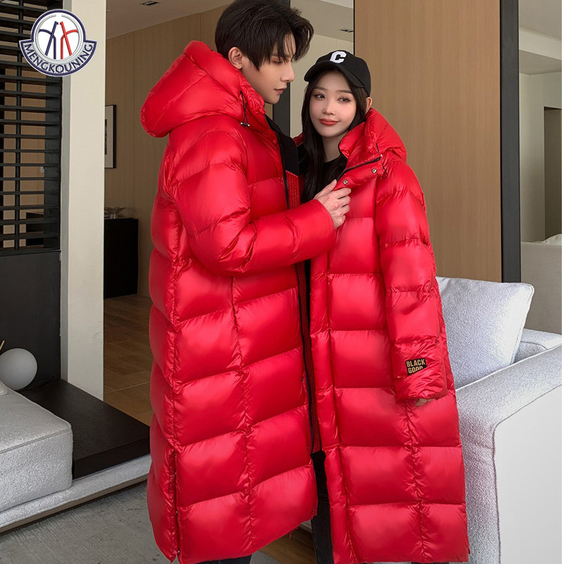 蒙口宁品牌正品冬季中长款羽绒服男女黑亮色过膝长款保暖连帽外套,淘宝优惠券,粉丝福利购,淘宝优惠卷