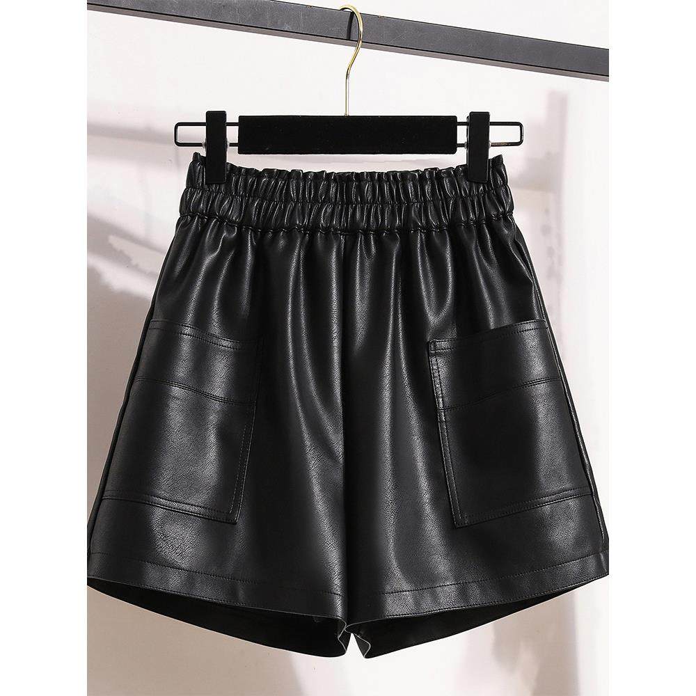 大码五分pu皮短裤外穿女士春秋季胖mm高腰a字小个子阔腿靴裤皮裤,淘宝优惠券,粉丝福利购,淘宝优惠卷
