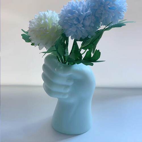 假手捧花塑料花瓶拳头花瓶干湿花插花容器装饰工艺品仿釉 耐摔 - 图1