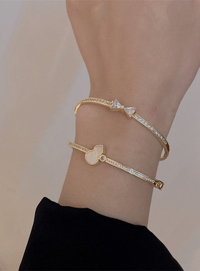 新款 满钻超闪蝴蝶结葫芦排钻手镯时尚轻奢高级感手链手环气质百