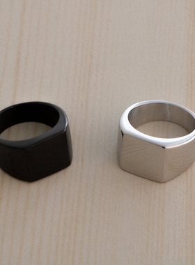 新款 欧美钛钢光面戒指 简约平面四方指环 男士个性不锈钢饰品 SA