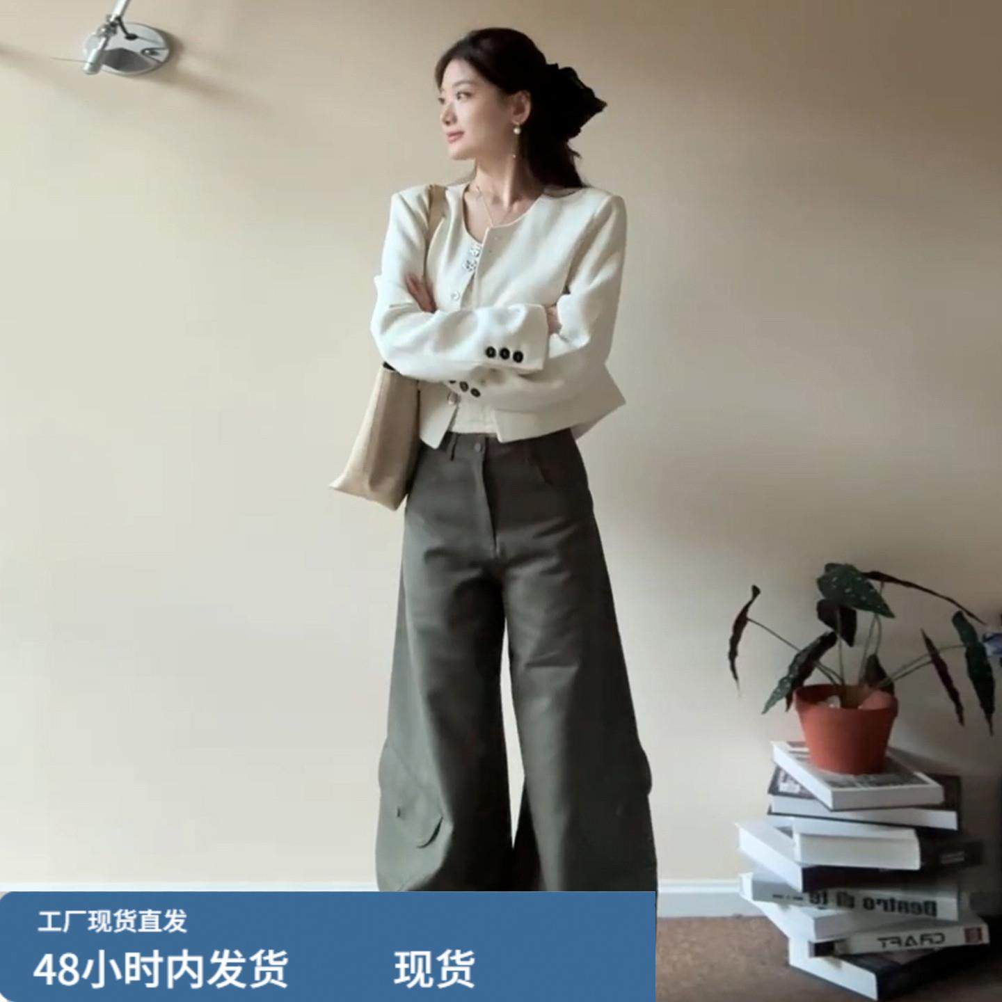 白色小香风短款外套女2025年春秋季新款韩系千金感巨好看夹克上衣,淘宝优惠券,粉丝福利购,淘宝优惠卷