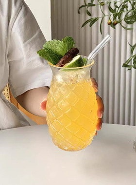 空盒子高硼硅玻璃创意酒杯果汁玻璃杯调酒玻璃酒吧菠萝鸡尾酒玻璃