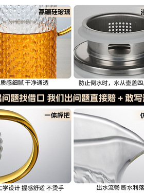空盒子跨境大容量家用冷水壶耐高温可明火加热凉水壶透明玻璃饮水