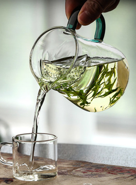 空盒子加厚月牙公道杯耐热高级感玻璃分茶器带茶漏公杯绿茶专用功