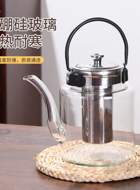 空盒子玻璃煮茶壶耐高温高硼硅烧水壶直火玻璃壶泡茶壶适用电陶炉