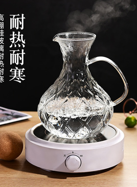 空盒子红酒醒酒器耐热玻璃分酒器家用带把V型壶嘴耐高温醒酒器专