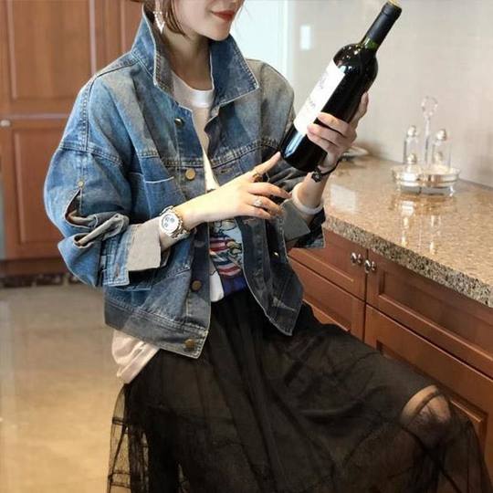 Neue kurze Jeansjacke im Hongkong-Stil für Damen, Frühlings- und Herbststil