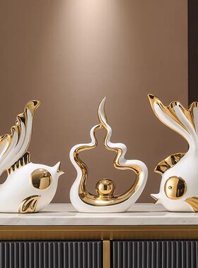 Spatio年年有余简约陶瓷鱼形摆件