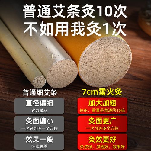 三年陈7cm艾条纯艾正品雷火灸艾灸柱棒条神灸艾草加粗南阳大炮灸 - 图3