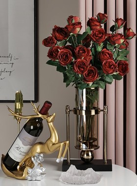 北欧红酒鹿架摆件家居客厅酒柜办公室装饰现代简约创意摆设工艺品