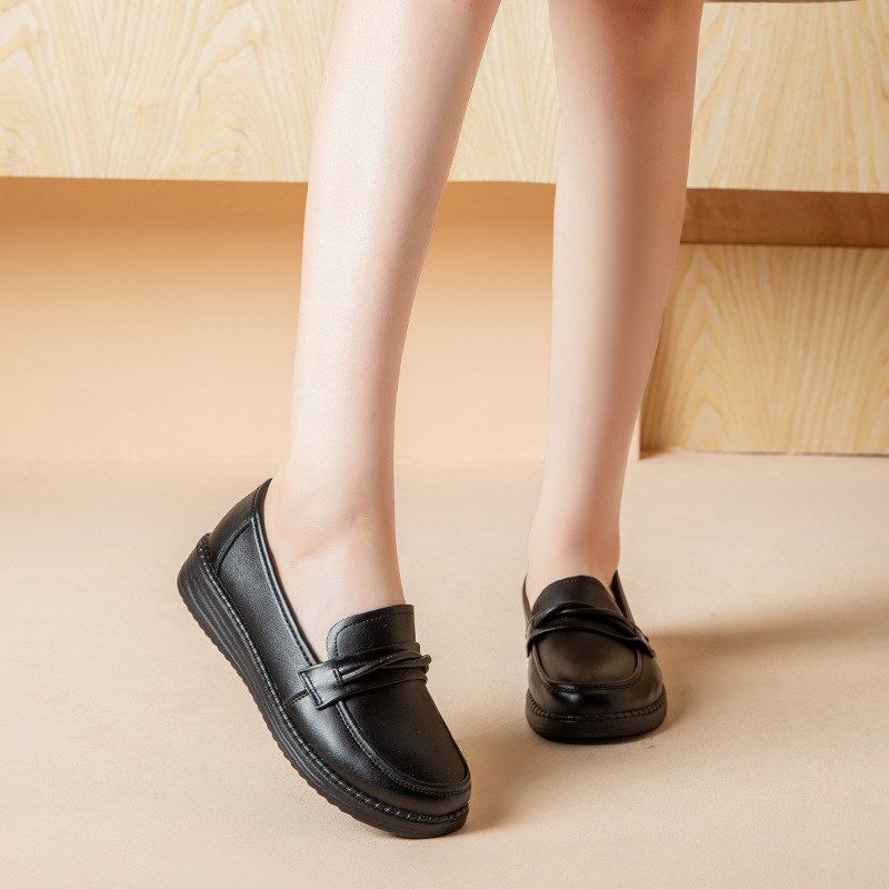 真皮老太太单鞋软底舒适不累脚老年妇女单鞋无鞋带皮鞋老妈豆豆鞋,淘宝优惠券,粉丝福利购,淘宝优惠卷