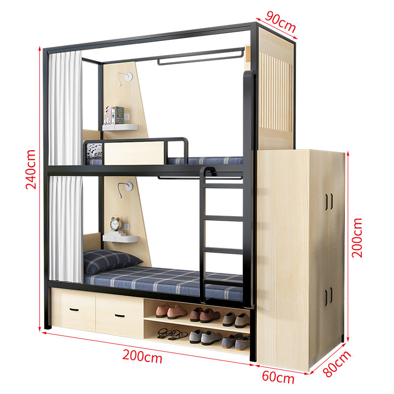 学生宿舍双层床青旅民宿实木公寓上下铺电竞铁架床员工高低组合床,淘宝优惠券,粉丝福利购,淘宝优惠卷