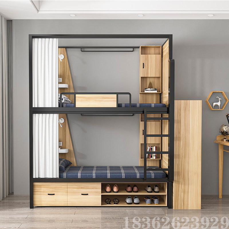 学生宿舍双层床青旅民宿实木公寓上下铺电竞铁架床员工高低组合床,淘宝优惠券,粉丝福利购,淘宝优惠卷