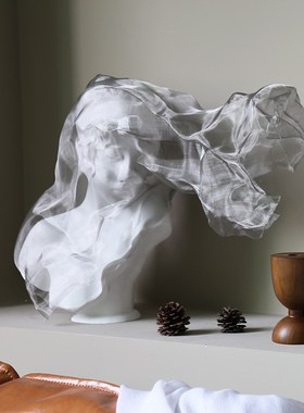 金属面纱女孩艺术雕像北欧软装饰品摆件玄关客厅轻奢创意人物雕塑