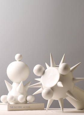 现代简约创意几何体摆件调性轻奢陶瓷装饰售楼部样板房酒店博物架