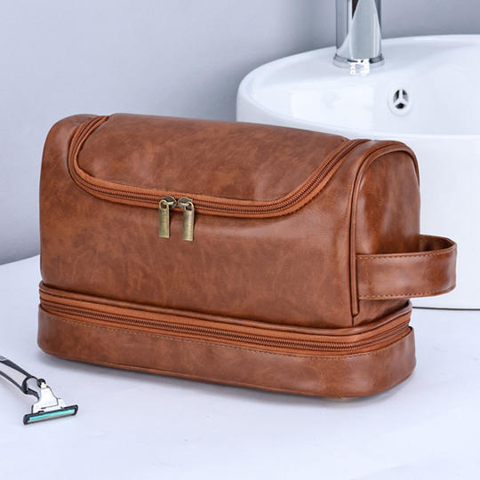 Sac de lavage de voyage sac à cosmétiques portable étanche haut de gamme pour hommes sac de rangement de cosmétiques de voyage d'affaires simple de grande capacité