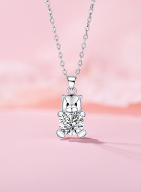 原创设计小熊项链饰品女时尚气质ins风不锈钢锁骨链网红直播