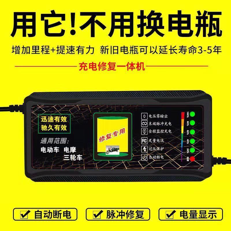 自动断电 两轮三轮电动车电瓶车充电器48V60V72V超级快充电车通用 - 图0