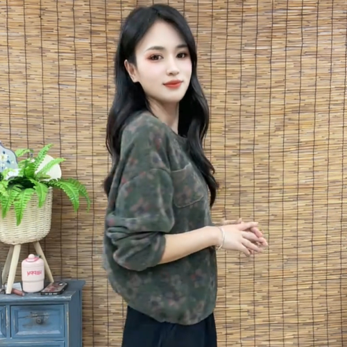 洋气印花休闲长袖圆领印花卫衣女2025年秋季新款宽松洋气小衫上衣 - 图3