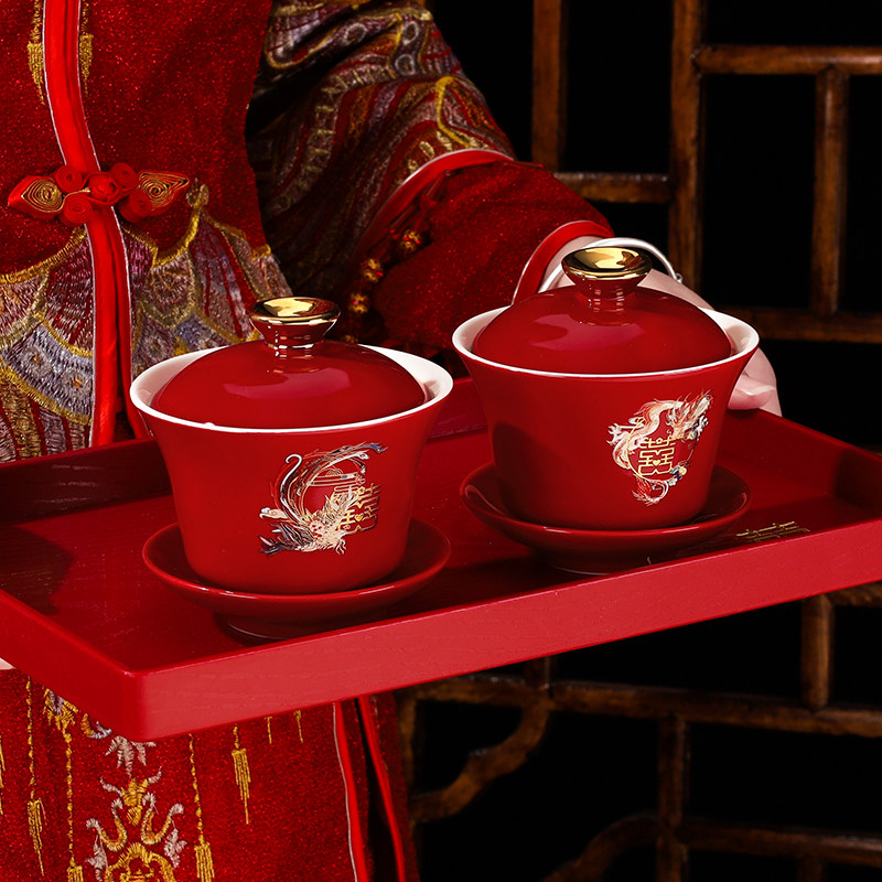 New toast tea cup, wedding change, toast wedding bowl pair bowl set, wedding dowry red bowl, pair wedding tea set