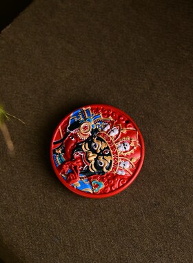 朱砂财神扎基拉l姆吊坠 高含量本命年属彩绘红砂男女挂件