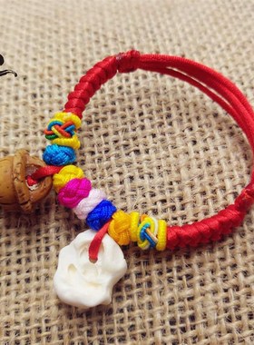 男女宝宝新生婴儿童压惊防惊吓桃核篮猪惊端午节五彩红绳手链脚链