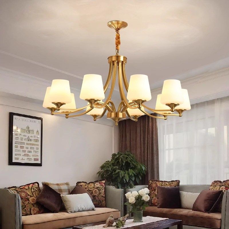 客厅吊灯美式灯现代简约奢华大气餐厅灯复古led卧室全铜套餐灯具,淘宝优惠券,粉丝福利购,淘宝优惠卷