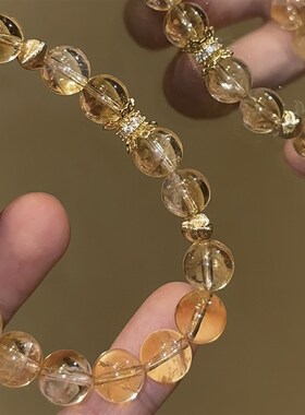 暴富设计天然黄阿赛手链女黄水晶手串招财转运大尺寸轻奢小众精致