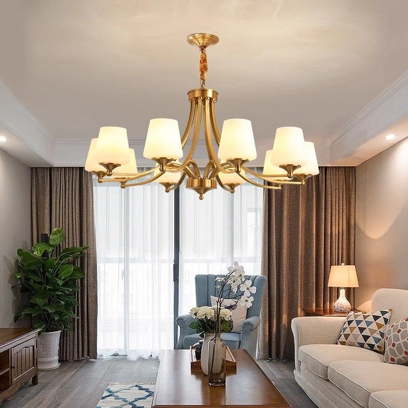 客厅吊灯美式灯现代简约奢华大气餐厅灯复古led卧室全铜套餐灯具,淘宝优惠券,粉丝福利购,淘宝优惠卷