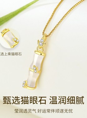 竹节项链纯银女款有你足够知竹女士吊坠小众轻奢生日礼物送女友