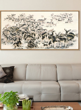 百子图挂画百鸟朝凤图国画百美百花百犬百骏图装饰画客厅卧室壁画