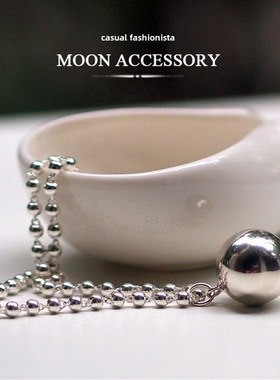 经典的多尺寸圆珠毛衣炼990纯银项炼的男人和女人长佛珠炼球垂饰