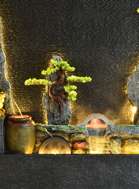 大型落地假山流水屏风隔断