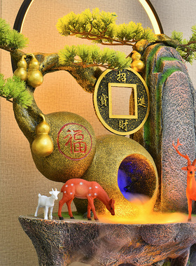 假山流水喷泉摆件风水轮鱼缸