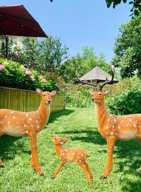 仿真梅花鹿雕塑售楼部幼儿园林景观装饰品户外草坪玻璃钢动物摆件