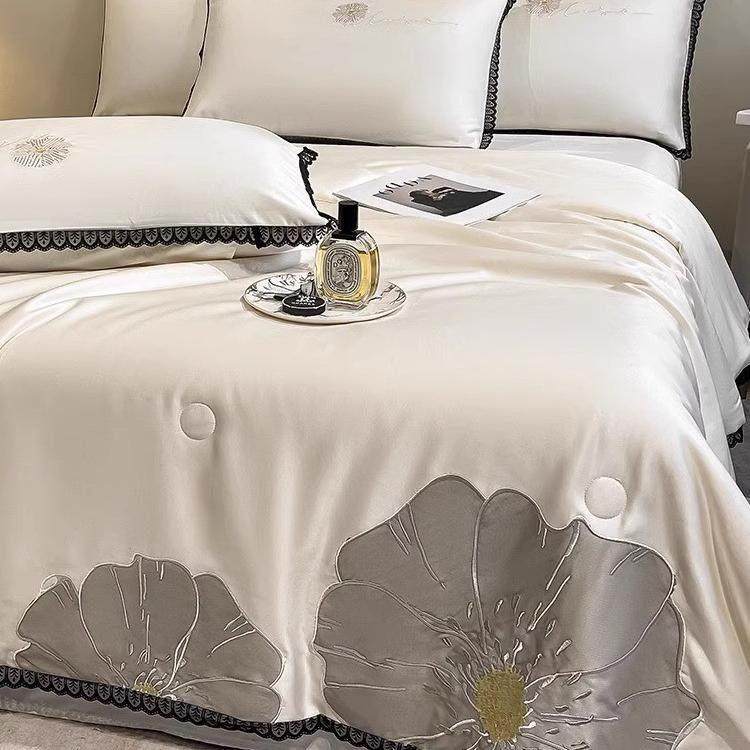 夏季凉感冰丝夏被四件套空调被单双人薄款被子被芯夏凉被可机水洗,淘宝优惠券,粉丝福利购,淘宝优惠卷