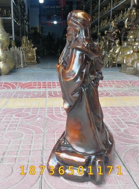 风水纯铜站关公武财神镇宅招财神像关帝圣君黄铜器工艺品桌面摆件