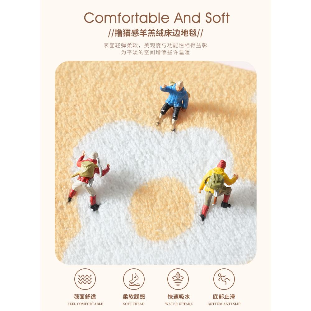 儿童房脚垫加厚保暖毛绒地毯卧室床边羊绒柔软脚垫客厅防滑脚垫子 - 图2