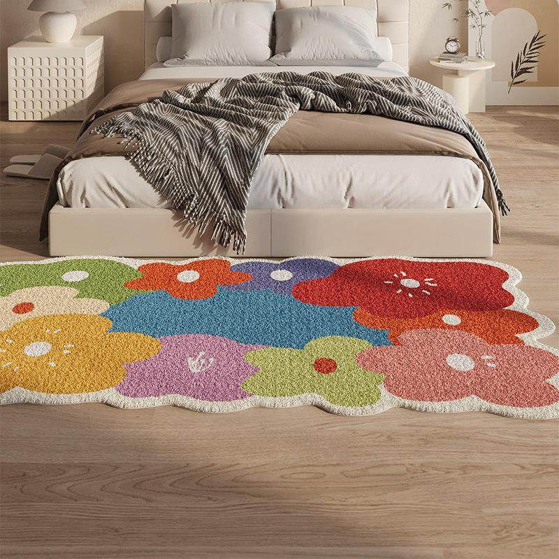 小花地毯卧室房间改造彩色毛绒床边毯坐垫阳台装饰飘窗毯客厅地垫,淘宝优惠券,粉丝福利购,淘宝优惠卷